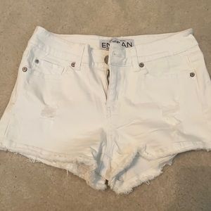 White Jean shorts lightly distressed
